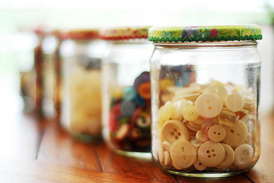 Pretty jars for organizing your sewings notions
