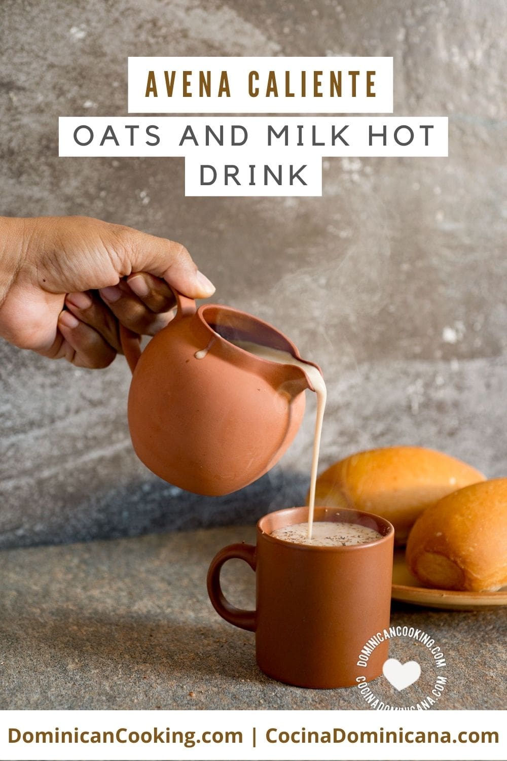 Avena caliente (oats and milk hot drink) recipe.
