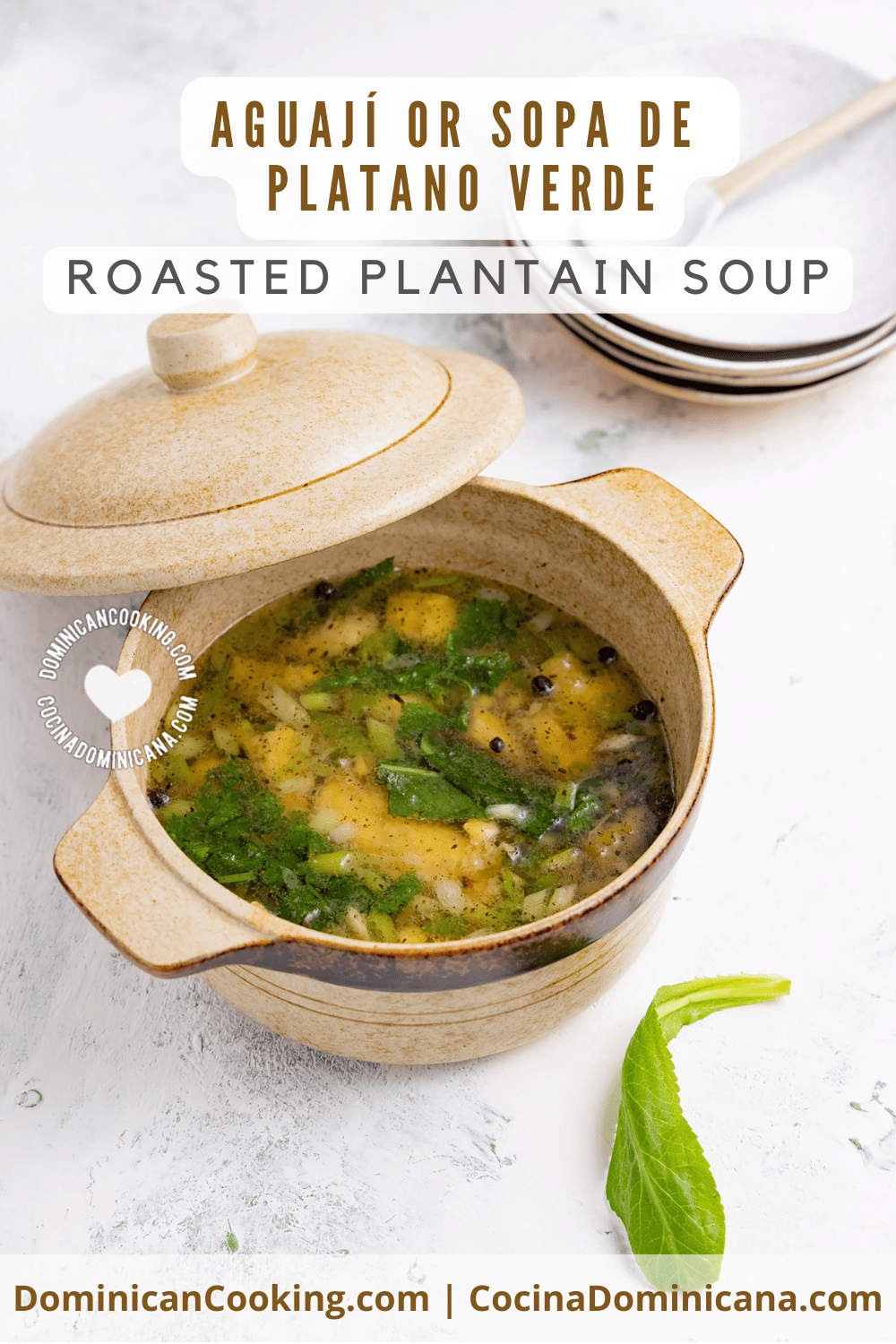 Aguaji or sopa de platano verde (roasted plantain soup) recipe.