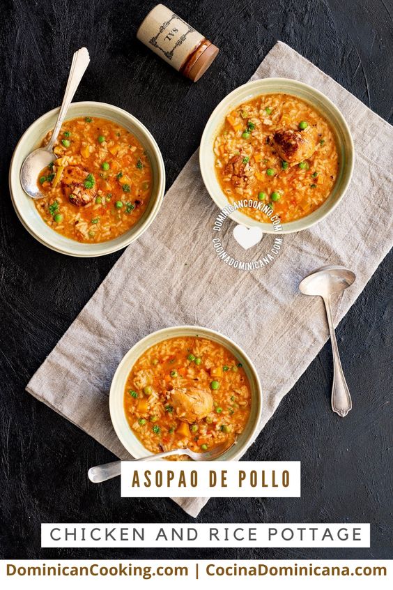 Asopao de pollo (chicken and rice pottage) recipe.
