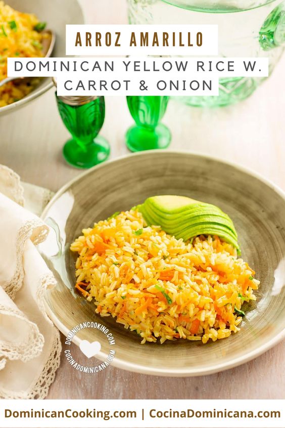 Arroz amarillo (Dominican yellow rice with carrot and onion) recipe.