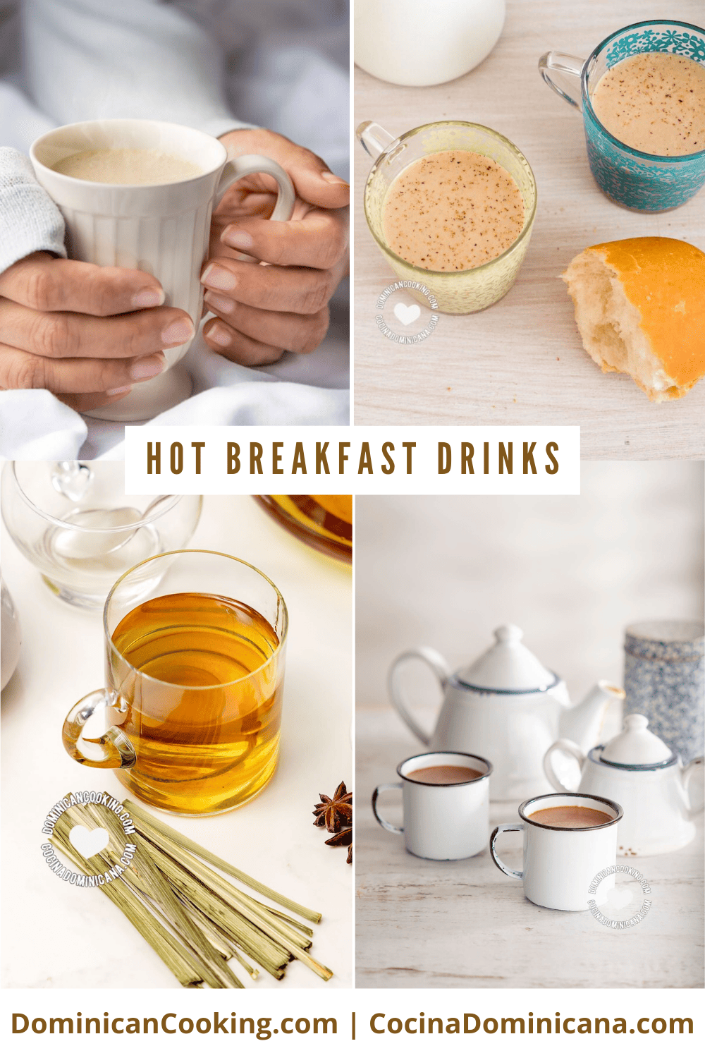 Hot breakfast drinks.