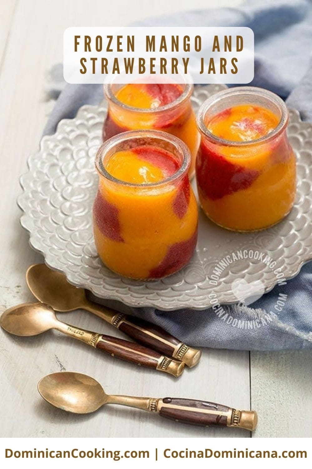 Frozen mango and strawberry jars recipe.