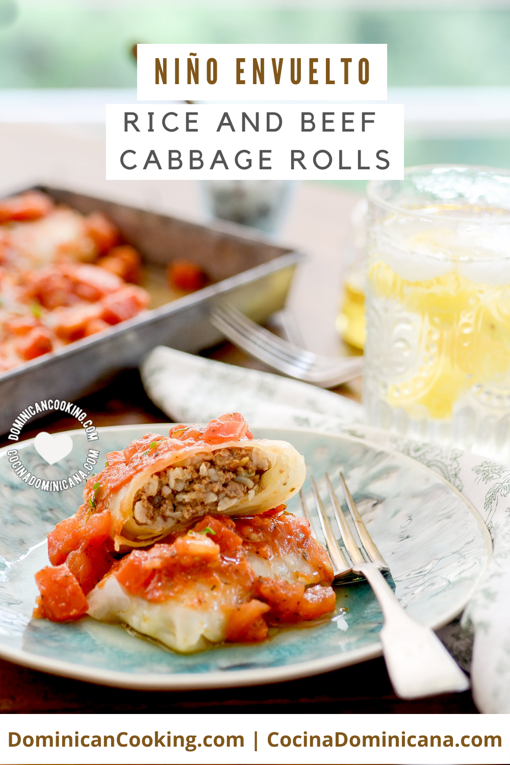 Dominican rice and beef cabbage roll recipe.