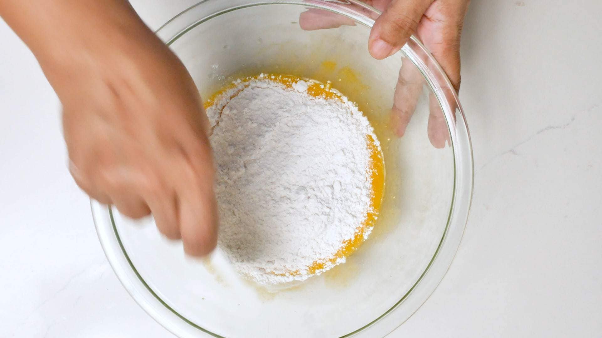 Mixing flour in
