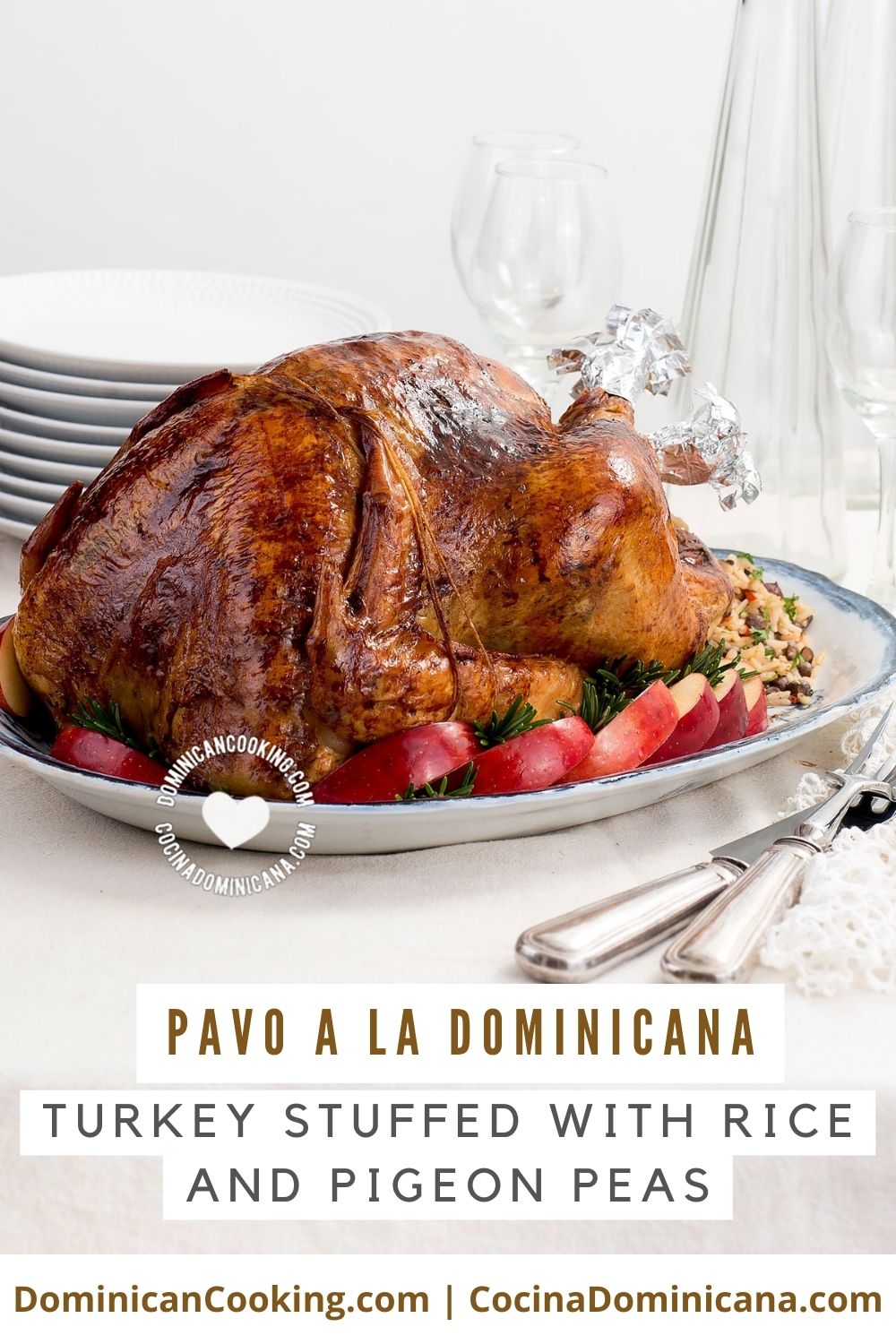 Pavo dominicano (turkey stuffed with rice and pigeon peas) recipe.