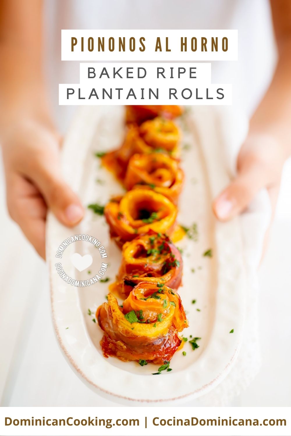 Baked ripe plantain rolls (no frying piononos) recipe.