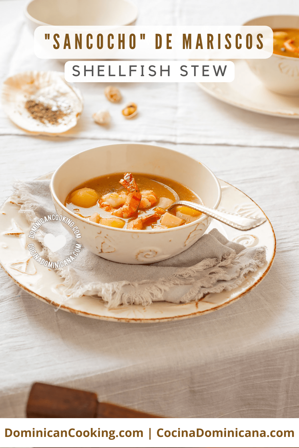 "Sancocho" de mariscos (shellfish stew) recipe.