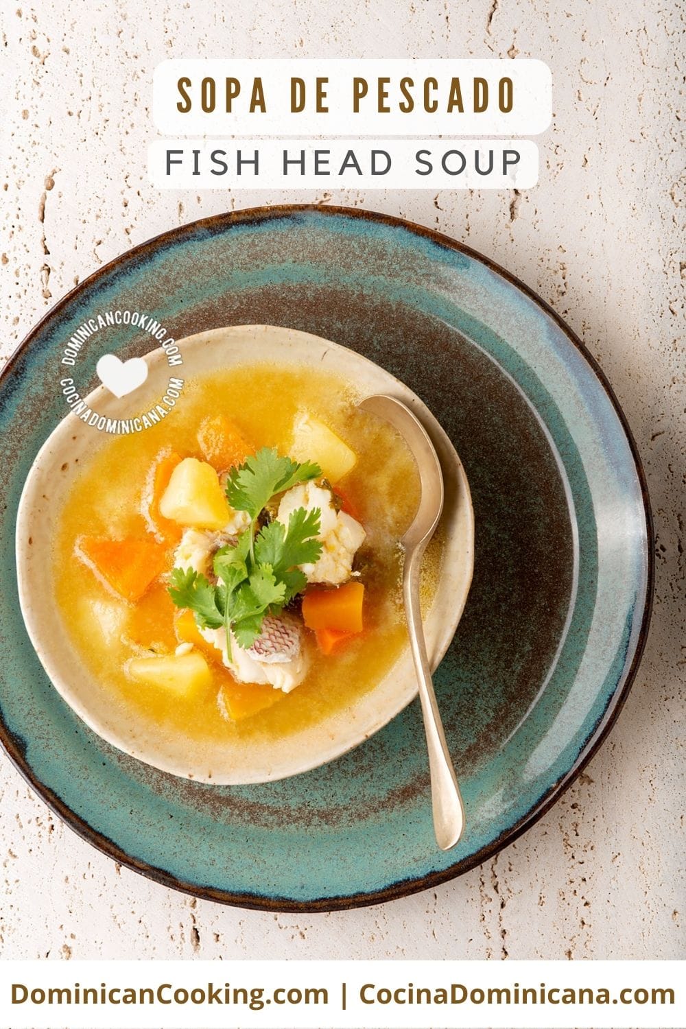 Sopa de pescado (fish head soup) recipe.
