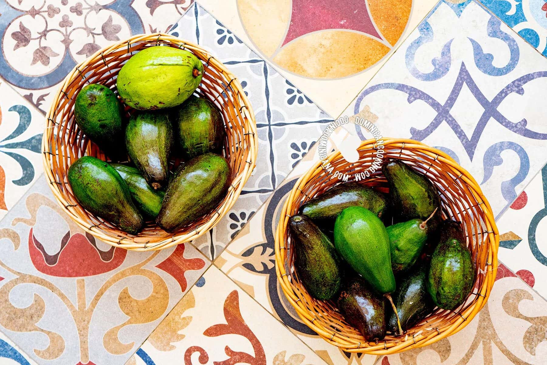 Dominican avocados in baskets.