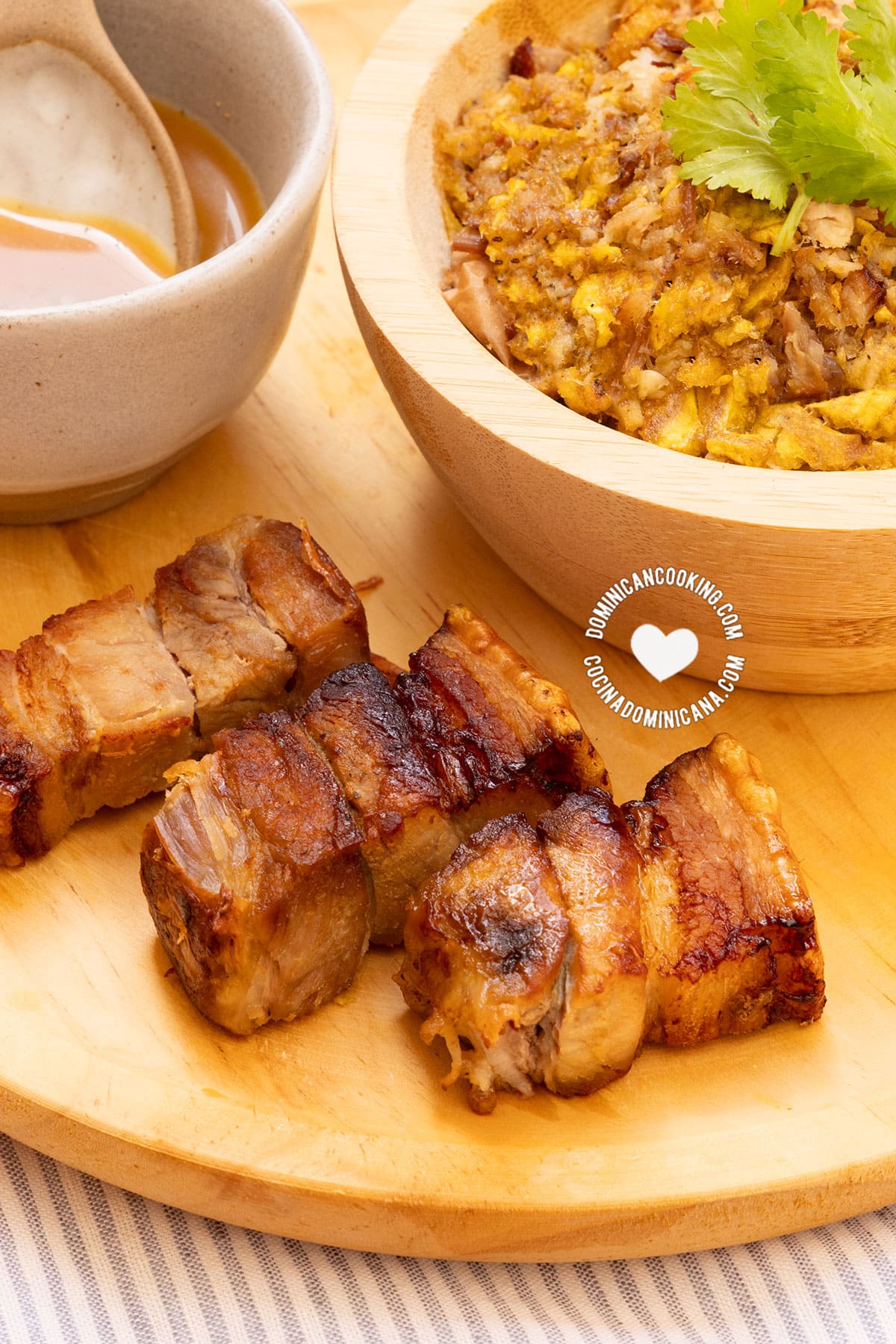 Air fryer mofongo with air fryer chicharrones.