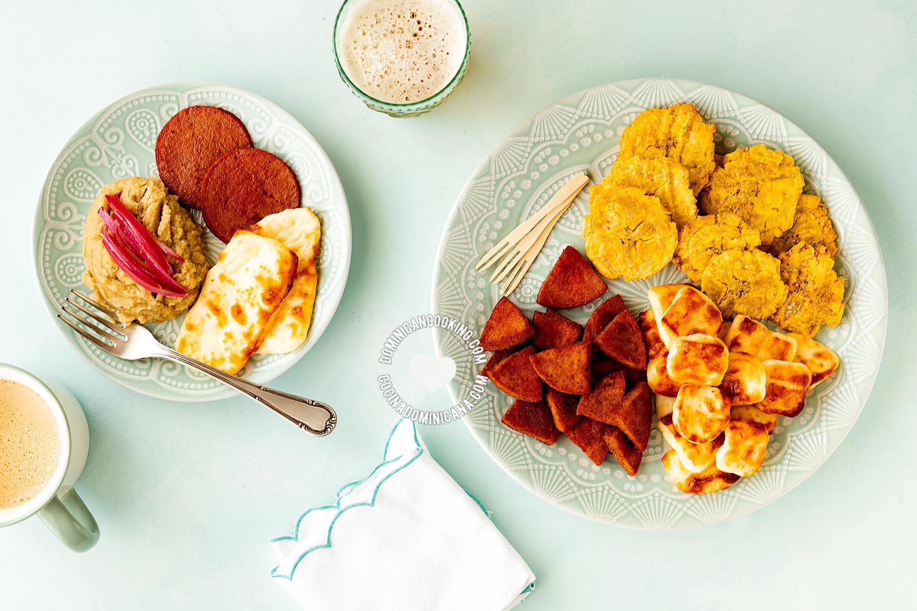 Air fryer salami, queso frito (Dominican salami and cheese).