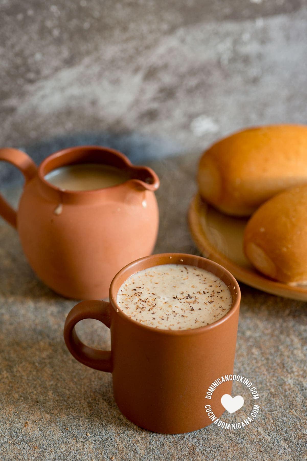 Avena caliente (hot oat and milk hot drink).