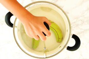 Boiling bananas.