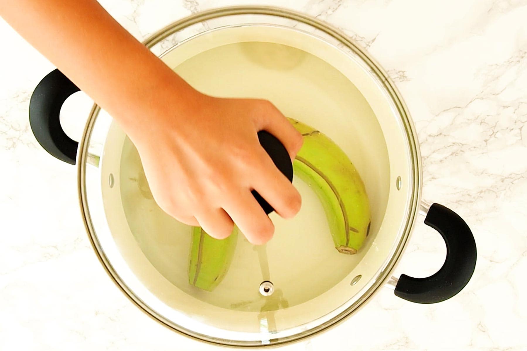 Boiling bananas.
