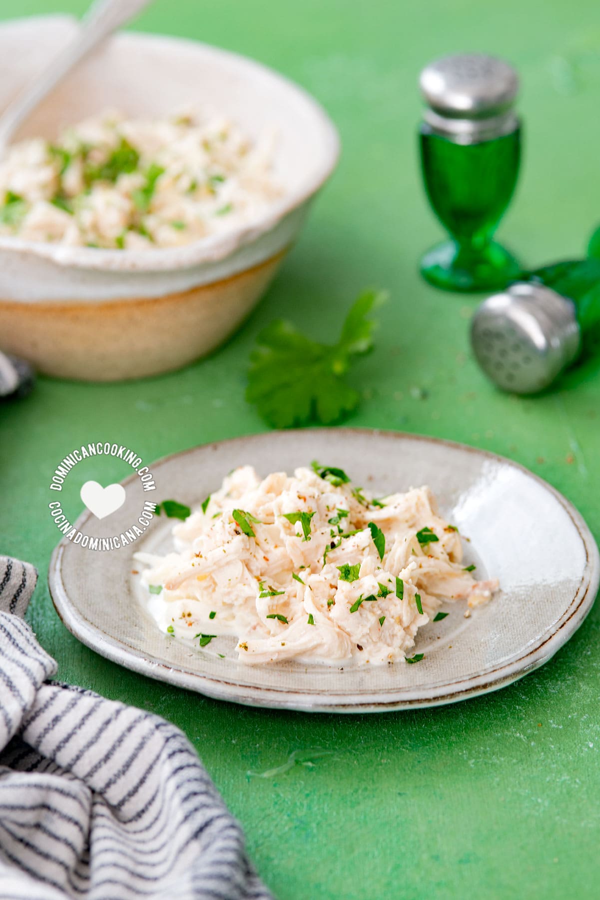 Creamy Chicken Filling on plate and in bowl