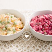 Two bowls of Ensalada Rusa (“Russian” Potato Salad)