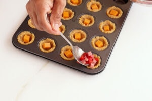 Stuffing plantain cups.
