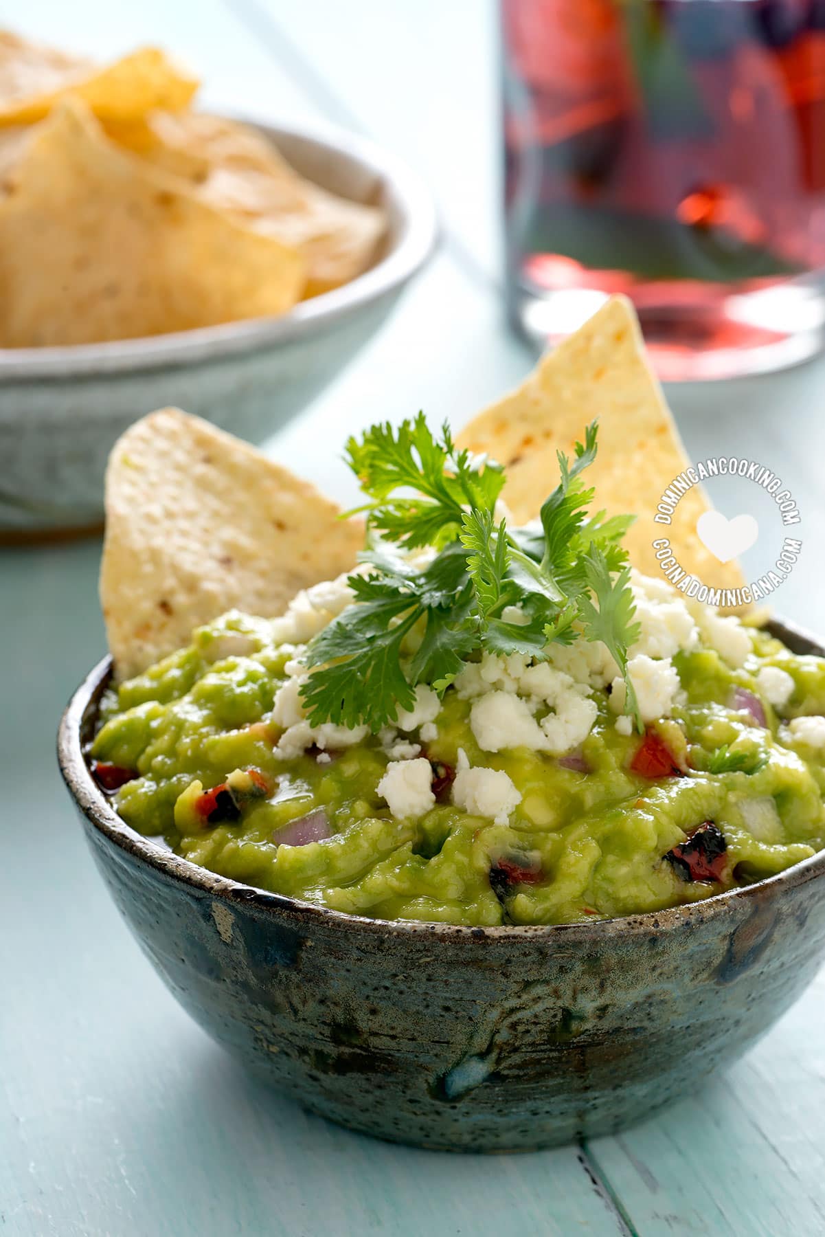 Guacamole with chips.