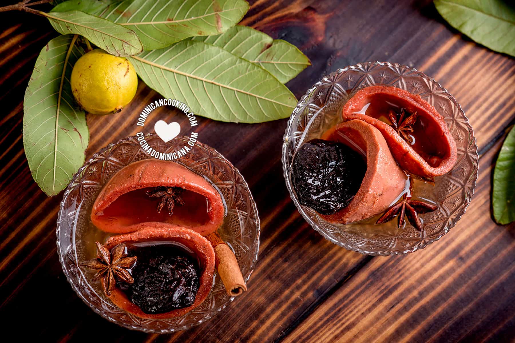 Casquitos de guayaba (guava shells in spiced syrup).
