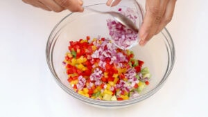 Mixing ingredients.