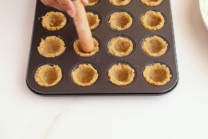Forming plantain cups.