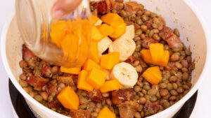 Adding plantain and squash.
