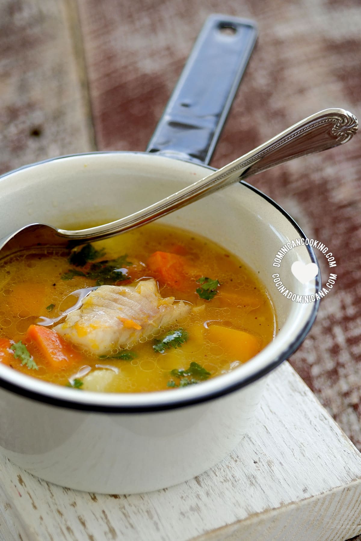 Small Pot with Sopa de Pescado (Fish Soup)