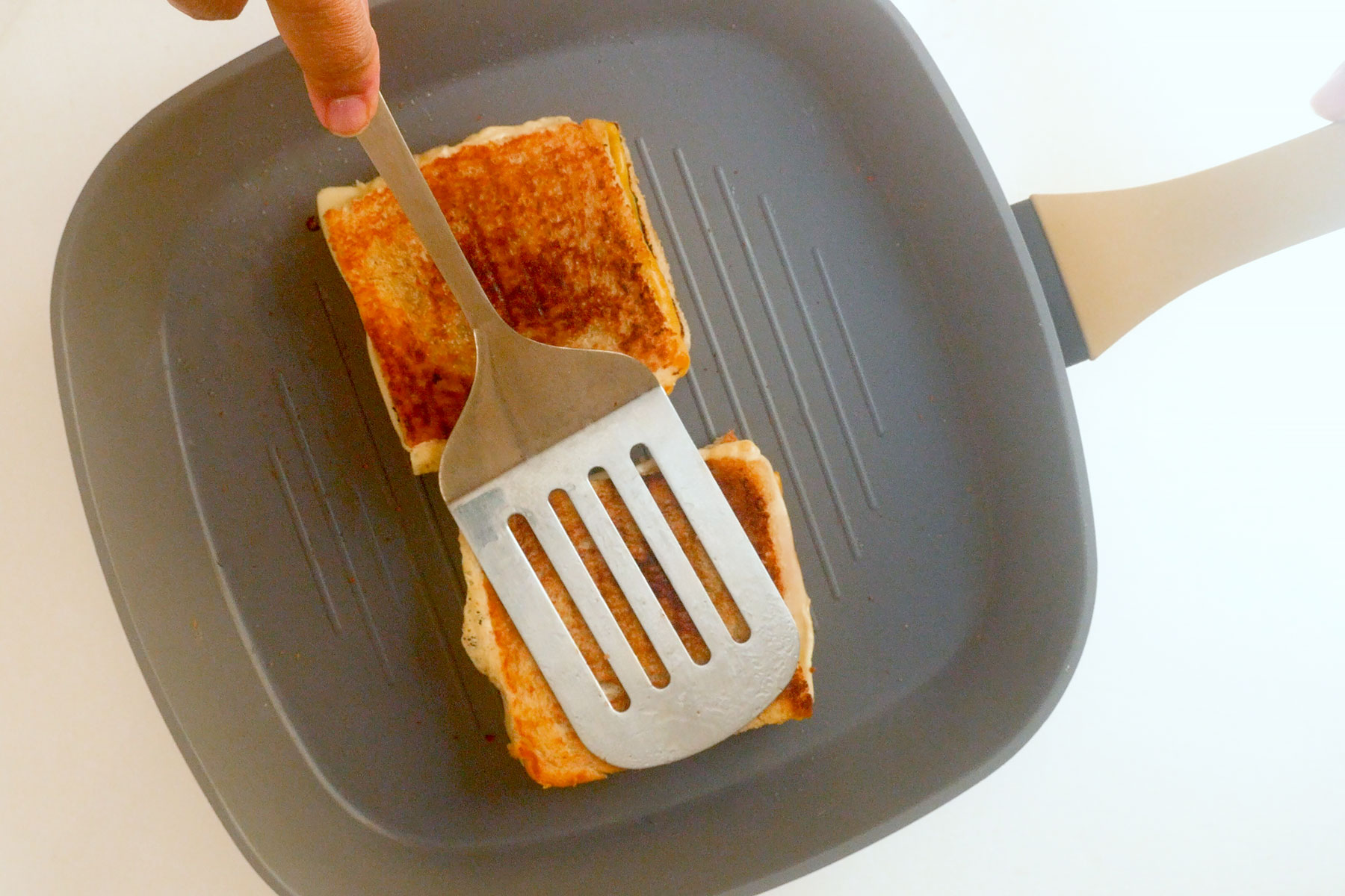 Toasting bread.