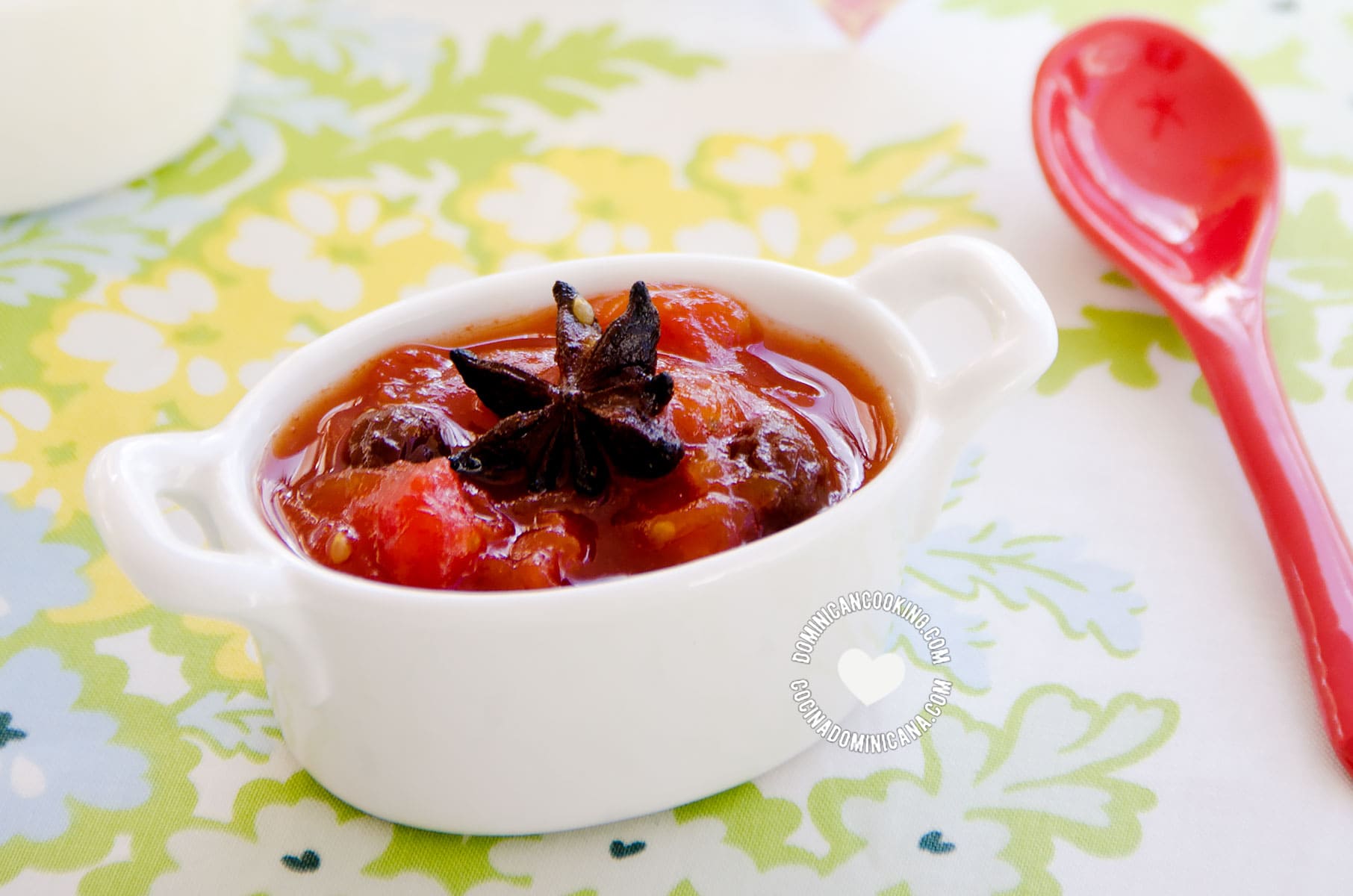 Dulce de tomate (tomato in spiced syrup).