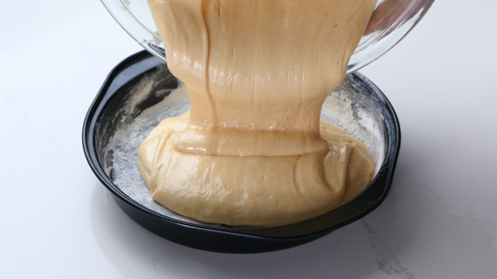 Pouring batter into mold