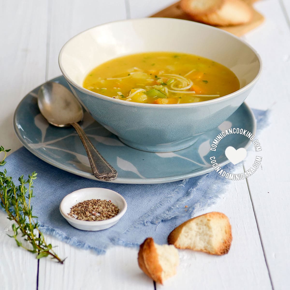 Bowl of sopa boba (vegetable soup).