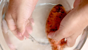 Washing batata.